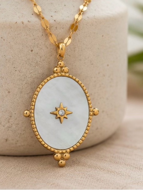 Plunder Jewelry - Plunder Mother of Pearl Starburst Pendant Necklace NWT Hypoallergenic